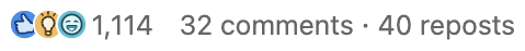 LinkedIn post — 1,114 reactions