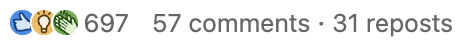 LinkedIn post — 697 reactions