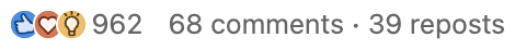 LinkedIn post — 962 reactions